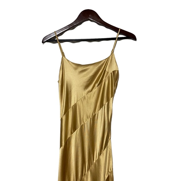 Vintage Victoria’s Secret Pure Silk Champagne Gold Rare Metallic Maxi Slip Dress - Picture 4 of 16